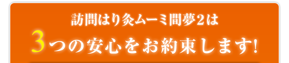 訪問はり灸ムーミ間夢2は3つの安心をお約束します!